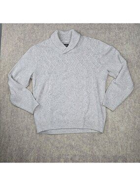 Chaps Men's Shawl Collar Pullover Sweater Light Gray XL Acrylic Blend